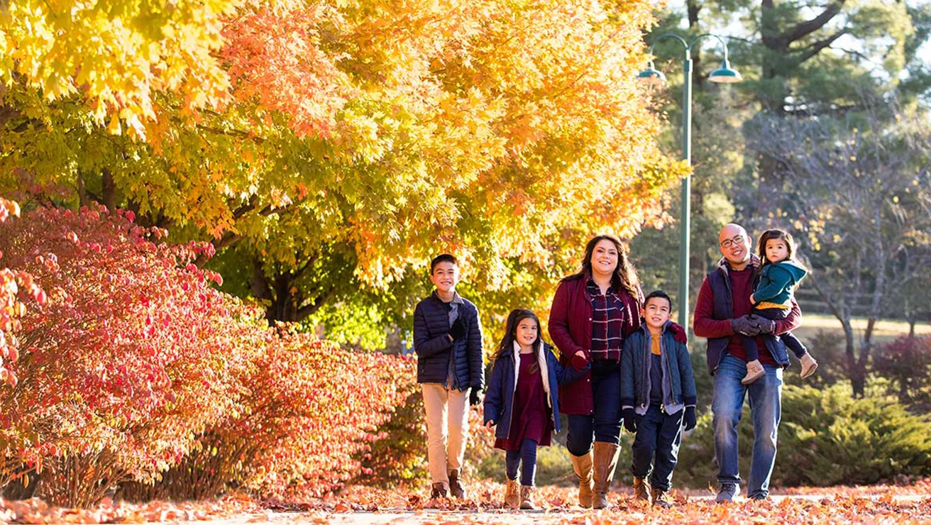 Family walking outside 